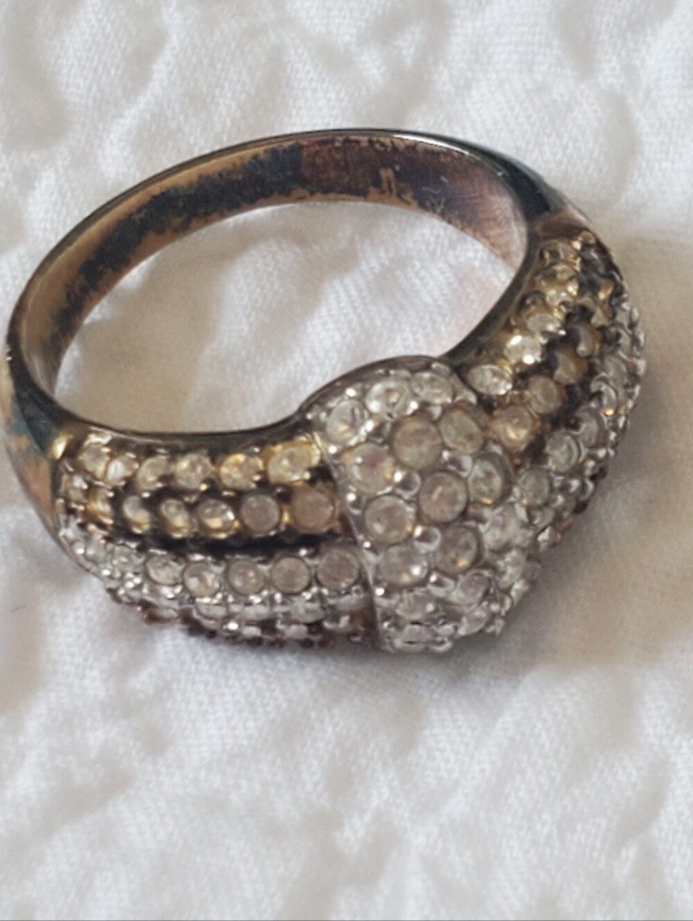 Vintage Sterling Silver 925 Swarovski Clear Crystal Ring